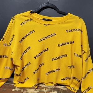 Forever 21 Crop Top Long Steve Blouse Promise Letters Sz S